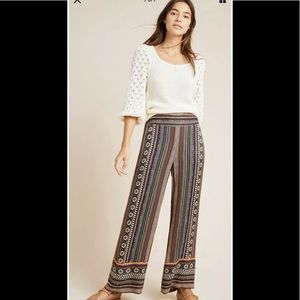 Satin Wide-Leg Pants Black Stripe Geo Print
